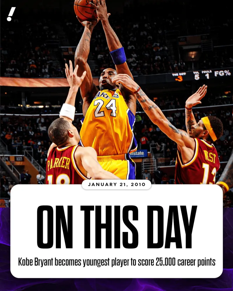 体育直播-雅虎体育：2010年的今天，科比成为历史最年轻的25000分先生